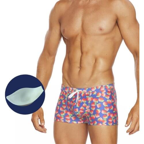 Men Swimming Trunks With Push Pad Low Waist Sexy Boxer Swim Shorts European American Fashion Beachwear Summer Beach Surf Sport