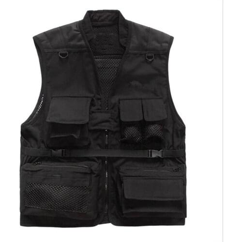 Men Outdoor Sleeveless Multi-pocket Safety Mesh Vest Thin Breathable Photography Fishing Hunting Hiking Vest Top Outwear
