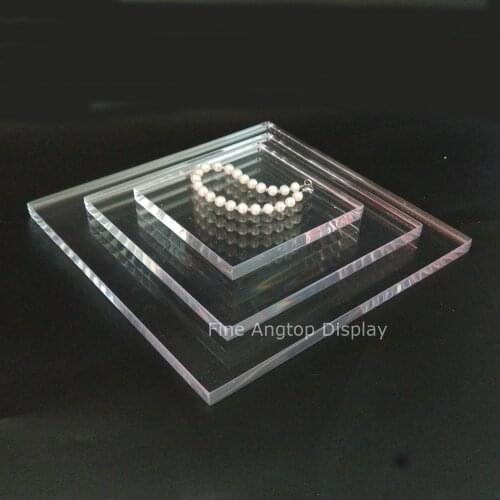 Set of Three Transparent High Polished Acrylic Solid Block Ornaments Jewelry Necklace Bracelet Display Show Stand Holder Panel