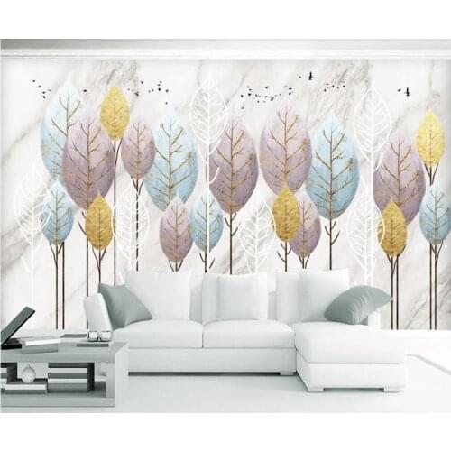 XUE SU Customized wall covering modern minimalist fortune tree leaf landscape landscape background wall paper mural