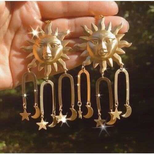 Celestial Moon and Sun Earrings | Boho Jewelry | Moon Sun | Out of This World | Gift Idea