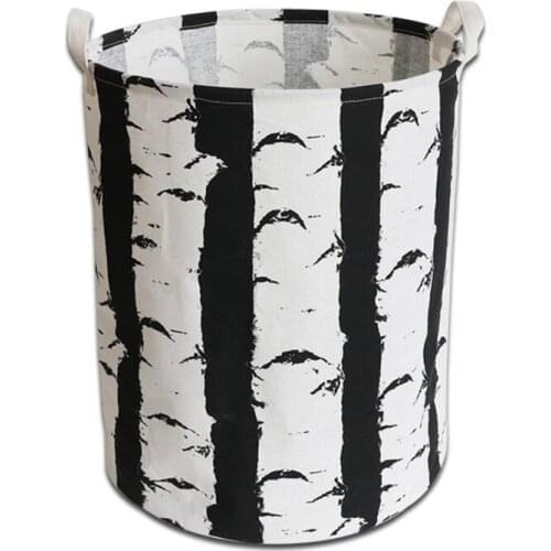 New black Stripe Laundry Hamper folding waterproof Clothes Storage Baskets Home decoration barrel kids toy organizer basket