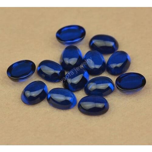 Wholesale 3x5~13x18mm 113# Deep Blue Color Oval Shape Cabochon Synthetic Spinel Loose Gems Stone For Jewelry Accessories