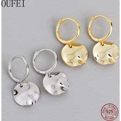 OUFEI 925 Sterling Silver Earrings For Women Non-Qlanar Round Earrings Charm Generous Fashion Earrings 2020 New Silver Jewelry