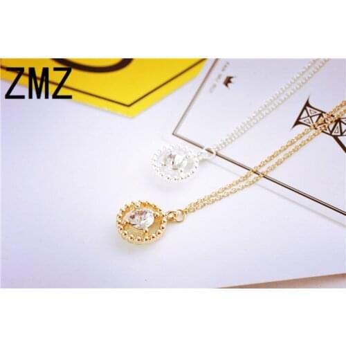 ZMZ 10pcs/lot lovely elegant fashionable round shinny bijou stone jewel pendant necklace gift for mom/friends party jewelry