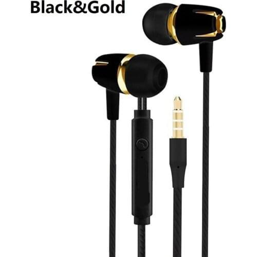 Wired Earphone Electroplating Bass Stereo In-ear Earphones with Mic Hansfree Call Phone Earphone for Android iOS