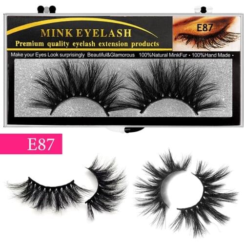 1 Pair 25MM Lashes Dramtic 6D 100% Mink Hair False Eyelashes Wispies Fluffy Full Strips Eyelashes Long Handmade Eye Extension