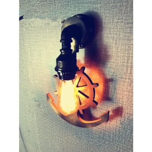 Retro Loft Punk nostalgia lamp stair wood lamp industrial bar creative water pipe wall light navy wind wall lamp sconce