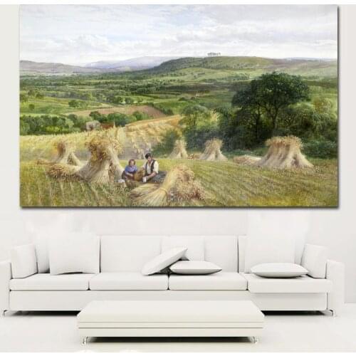 SELFLESSLY Pastoral Natural Landscape Oil Painting Couple Work Picture In Field HD Print Prints Posters For Living Room Wall Art