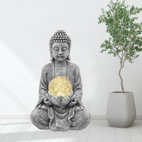 Nacome Zen Buddha Wish Solar Ball Ornaments for Home Decor Statues and Sculptures\Figurines,Living Romm\Outdoor Decoration