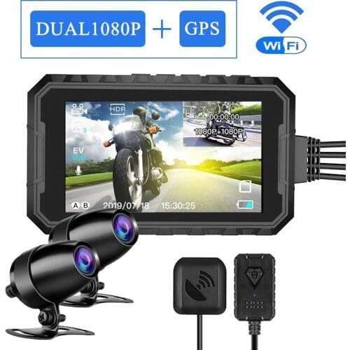 Motorcycle Camera HD 1080P Dual Lens Motorbike Bike Video Recorder Waterproof Night Vision GPS Wifi Dash Cam