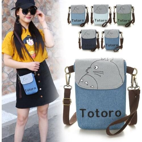 Women Totoro Mini Bag Canvas Cartoon Crossbody Mummy Bags Ladies Outdoor Travel Mobile Phone Baby Nursing Diaper Handbag MBG0205