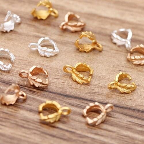 100pcs 7x11mm Pendant Bails Clip Connector Alloy Leaf Clasp DIY Accessories For Earrings Necklace Jewelry Making