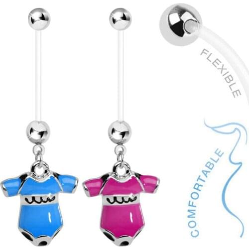 12pcs/lot Baby Coat Shaped Pregnancy Belly Ring Dangle Maternity Belly Bar Flexible Barbell 22MM