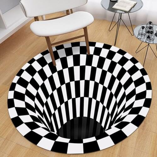 2x Round Carpet 3D Illusion Room Mats Home Carpet Doormat Area Rug 60cm