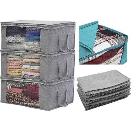 3PCS Clothing Wardrobe Organizer Bags Cloth Blanket Quilt Closet Box Bags Home Foldable Storage Organization Wash Moisture-proof