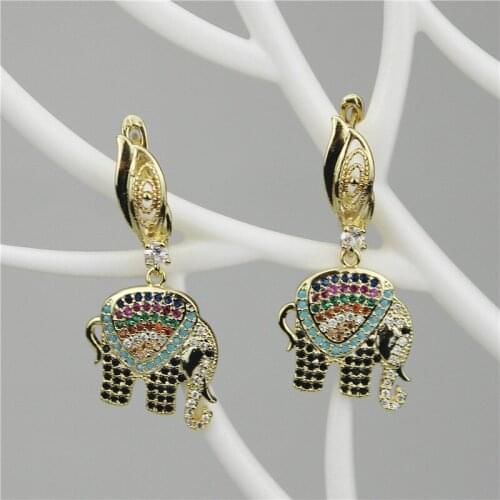 38mm length 5pair/lot Colorful cz earring,fashion cubic zirconia mirco pave charm pendant,handmade earring jewelry wholesale