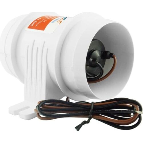 4inch In-Line Marine Bilge Air Blower 12V 235 CFM Quiet for Boat, White