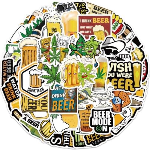 Funny Drink Beer Stickers 50pcs Pack Spoof ExpressionGraffiti Decal Sticker For DIY Laptop Motorcycle Helmet Guitar