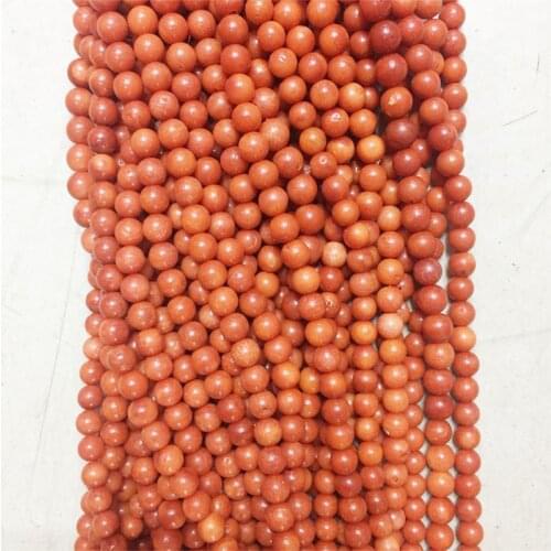 6MM Sardine Coral Loose Bead Orange Red Genuine Gemstone Natural Stone Beads for Jewelry Making Bracelet DIY