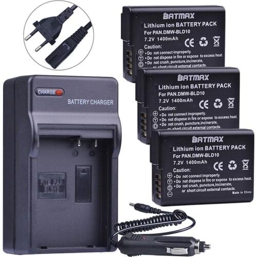 Batmax 3pc DMW-BLD10 BLD10 BLD10PP Battery+Digital Car Charger for Panasonic DMW BLD10E,DMC GF2GK GF2 G3 GX1 DMC-GF2 Cameras