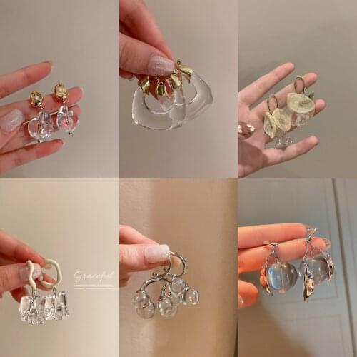 Acrylic Earrings for Women Irregular Transparent Fashion Gold Geometric Heart Circle Hoop Earrings Travel Wedding Jewelry Gift