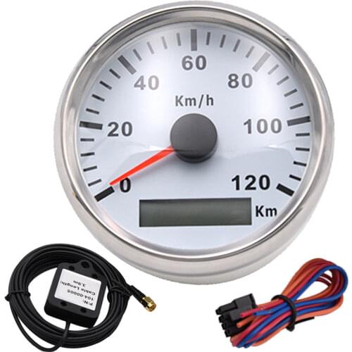 Stainless Steel 316L Bezel 85mm 120KMH Boat Car GPS Speedometer Waterproof IP67 Digital Gauge Red Backlight for Yacht Motorcycle