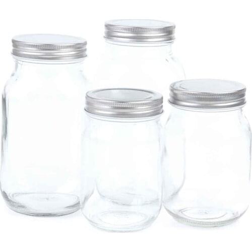 1Pcs 70mm Mouth Mason Jars And Lids 380ml/500ml/750ml/1000ml For Food Storage Canning Drinking Dry Food Yogurt