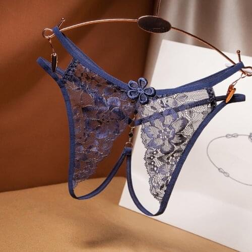 Exotic Sexy Lingerie Transparent Floral Panties Underwear Womens Lace Crotchless Solid Briefs New
