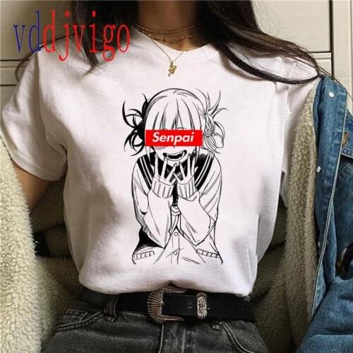 New Ahegao Harajuku Graphic T Shirt Women My Hero Academia Anime Senpai T-shirt Hentai Himiko Toga Tshirt Graphic Top Tee Female