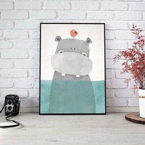 HAOCHU Animal Cartoon Abstract Canvas Painting For Living Room Home Decor Painting Print Poster Simple Nordic Wall Picture