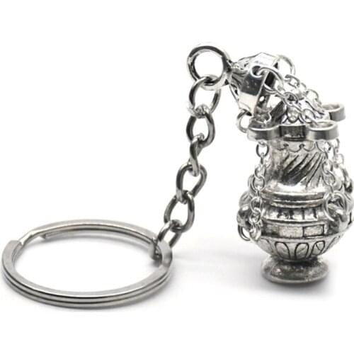 YYSD Christian Incense Burner Keychain Religious Key Ring Jewelry Bag Car Pendant Keyfob Souvenirs Gift