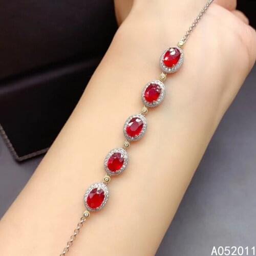 KJJEAXCMY fine jewelry natural Ruby 925 sterling silver lovely girl new hand bracelet support test hot selling