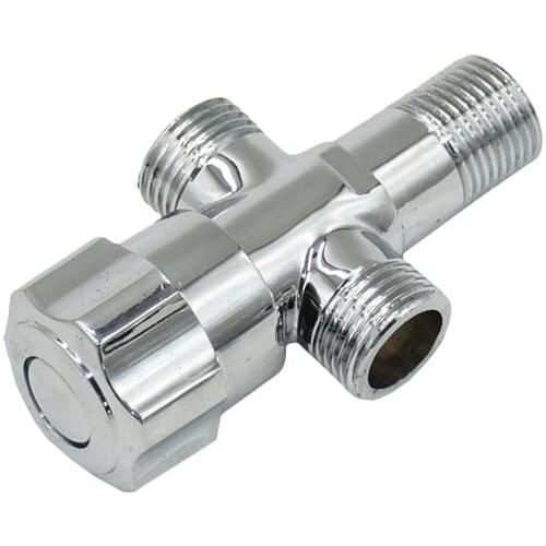 Brass 1/2 inch male 3-way tap valve water tap Splitter T type thread connector For bathroom garden kitchen 1pcs
