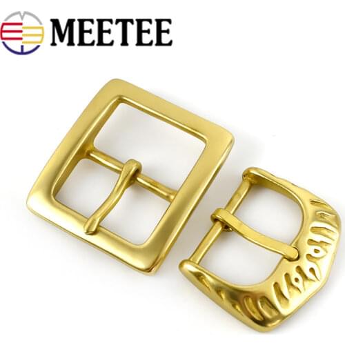 Meetee 45mm Pure Copper Belt Buckles Solid Brass Pin Buckle Jeans Head for 4.3-4.4cm Belts DIY Garment Decoration Accessories