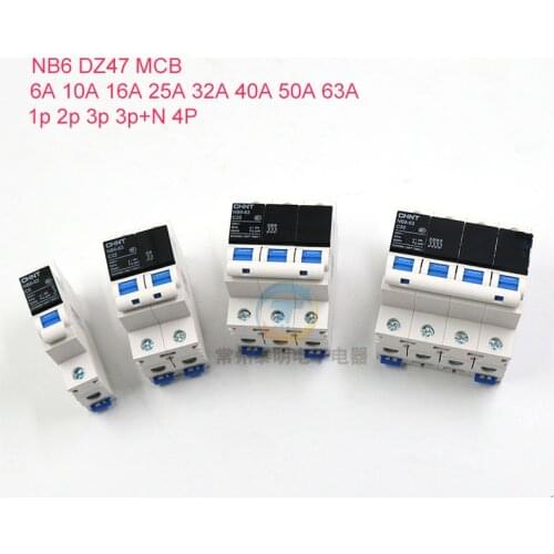 1Pcs Nb6 Dz47 Household 1P 2P 3P 4P 6-63A Miniature Circuit Breaker Voltage Below 400V Mcb Air Switch Short Circuit Protection