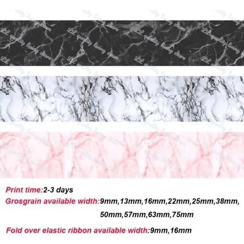 Marble printed grosgrain ribbon elastic fold over ribbon DIY accessories handmade garment wedding gift wrap 50 yards