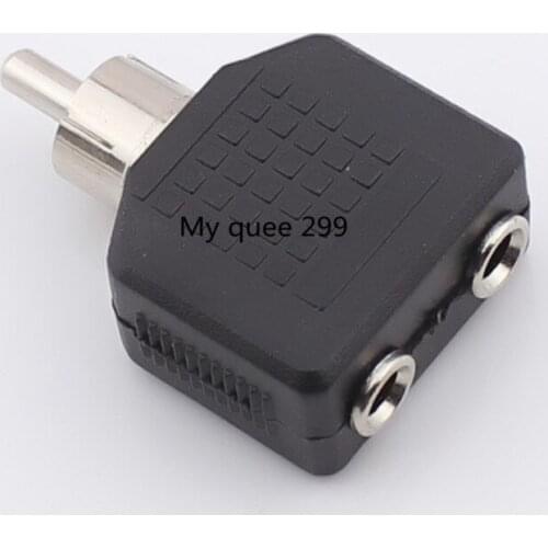 The RCA male head turns 3.5 double female audio converting head lotus plugs into two 3.5 holes
