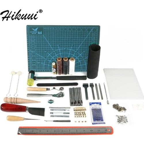 Leather Craft Tools Kit Hand Sewing Stitching Hole Punch Carving Work Groover Set Sewing Accessories DIY Tool Set