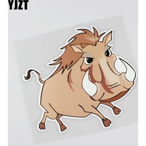 YJZT 14.5CMX13.8CM Interesting Animal Wild Boar Cartoon Car Sticker Decal 13B-0102