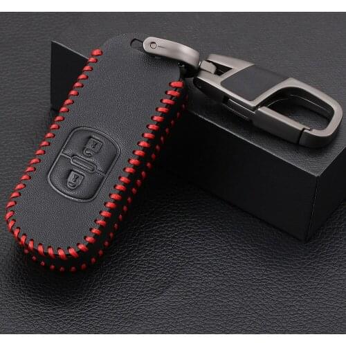 New Design Keychain Leather Car Key Cover Case For Mazda 2 3 5 6 8 Atenza CX5 CX-7 CX-9 MX-5 RX Smart 2 Buttons Key Case Shell