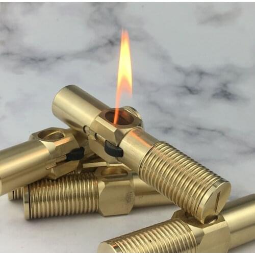 CNC Handmade originality brass screw oil lighter，Retro Retractable Windproof Gasoline kerosene Lighter -79*18 mm 100 g