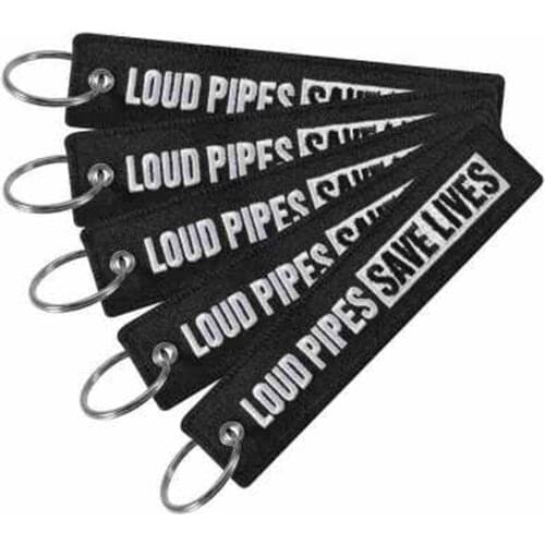 Hot style embroidered key chain embroidered word fashion black bottom white key chain Loud Pipes lovers backpack pendent