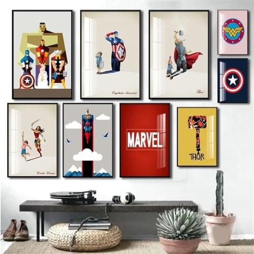 Marvel Champion Avengers Nursery Posters Superhero Captain America Anime Canvas Painting and Print Wall Art Home Decoration