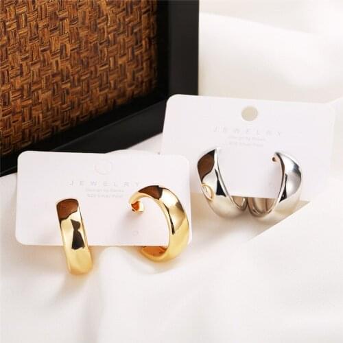 Simple Gold/Silver Color Metal Large Circle Hoop Earrings For Women Fashion Geometric Round Big Wide Earrings Wedding Jewelry