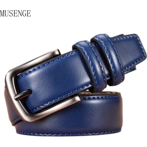 Fashion Belt for Men Jeans Genuine Leather Trouser Waist Mens Belts Male Luxury Designer Pin Buckle Gift Blue Black Brown