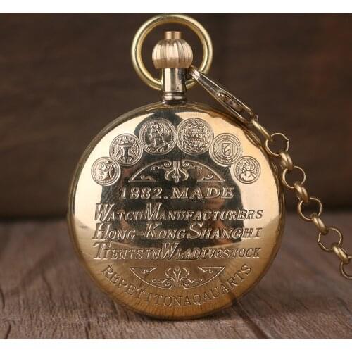 Luxury Classic Golden Mechanical Pocket Watch High Quality Roman Number Pendant With Chain Fob Watch