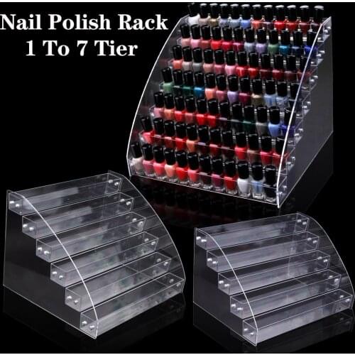 1 To 7 Tier Nail Polish Rack Acrylic Nail Art Display Lipstick Organizer Manicure Storage Clear Stand Holder Nail Accessories