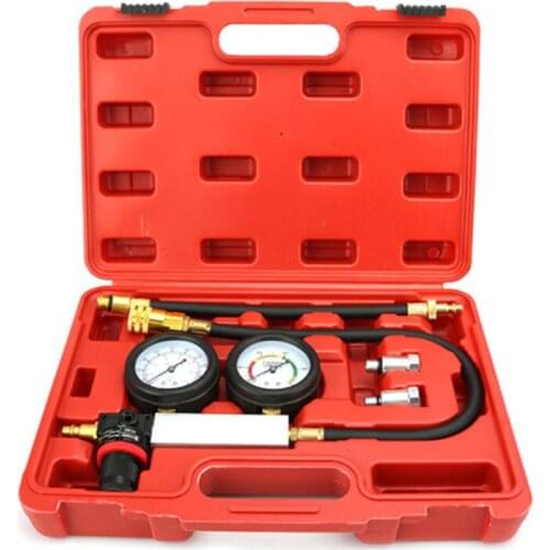 Car Engine Cylinder Leakage Tester Dual Pressure Gauge Diagnostic Kit Double Gauge System Case Compression Leakage DetectorTU-21