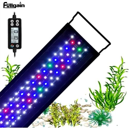 Fullgain Intelligent LCD Aquarium Light Full Spectrum Waterproof Aluminum Alloy Extendable Aqua LED Bar Light for Plant Growth